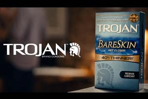 a box of a Trojan premium condoms for men